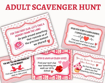 Anniversary Scavenger hunt Adult Romantic Couple scavenger hunt for spouse husband boyfriend wife girlfriend birthday surprise gift idea