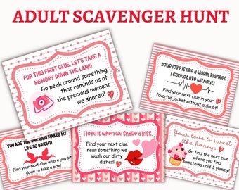 Anniversary Scavenger hunt, Adult Romantic Couple scavenger hunt for spouse husband boyfriend wife girlfriend/ birthday surprise gift idea