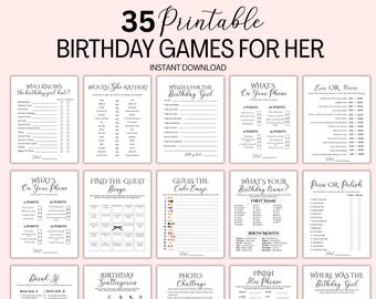 Birthday Games for Her, Adult Birthday Party Games, Printable Women Girls Birthday Party Games 30 40 50, Who Knows The Birthday Girl Best,