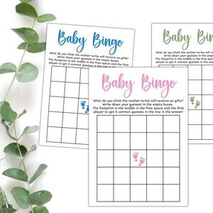 Baby Shower Bingo Game Cards, Baby Bingo Printable Template Minimalist ...