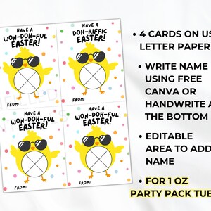 Kids Easter Play Dough Gift Card Printable, Easter Non Candy Classroom ...