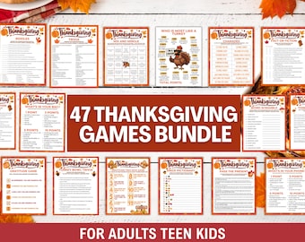 Thanksgiving Games Printable, Friendsgiving Games, Party Games For Kids Adults, Family Games, Thanksgiving Dinner Table Game Activity Trivia
