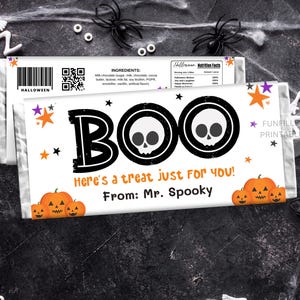 Halloween Candy Bar Wrapper, Chocolate Wrapper, Halloween Party Favors, 1.55 oz Chocolate Favors, Halloween Treats, Spooky Wrapper Printable