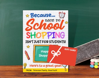 Back To School Shopping Gift Card Holder, First Day Of School Teacher Gift Card, School Supply Gift Card Holder, Printable Teacher Gifts