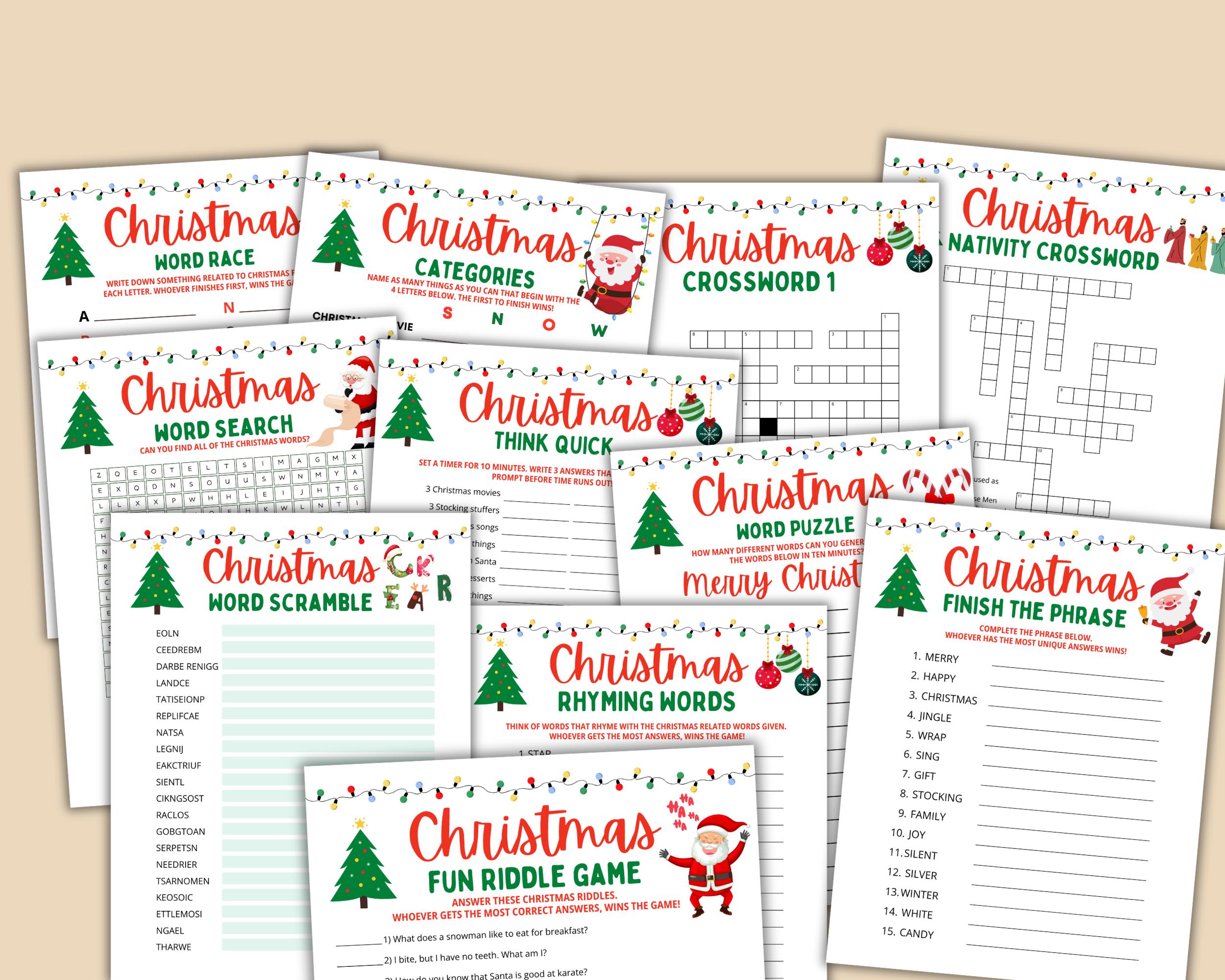 Printable Christmas Games Bundle, Christmas Family Party Games, Family ...