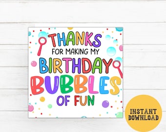 Bubbles Of Fun Bubble Party Favors Tags, Birthday Party Favors, Bubble Wand Tag, Bubbles Favor Tags, Printable Bubble Birthday Gift Tag
