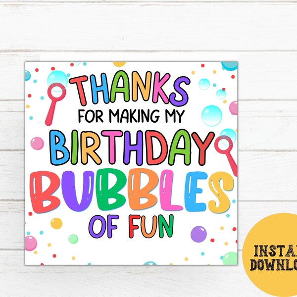 Bubbles Of Fun Bubble Party Favors Tags, Birthday Party Favors, Bubble Wand Tag, Bubbles Favor Tags, Printable Bubble Birthday Gift Tag