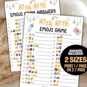 Baby Shower Emoji Pictionary Game, Baby Shower Games Fun, Baby Emoji Game, Baby Phrases Emoji Game, Printable Baby Shower Emoji Game Answer