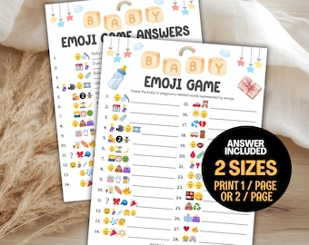 Baby Shower Emoji Pictionary Game, Baby Shower Games Fun, Baby Emoji Game, Baby Phrases Emoji Game, Printable Baby Shower Emoji Game Answer