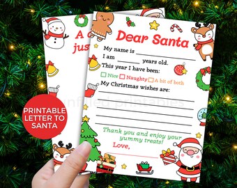 Letter To Santa From Kids, Dear Santa Wish List Letter Digital Download, Christmas Wish List For Santa, Printable To Santa Letter