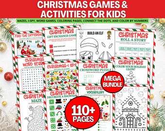 Christmas Activities For Kids, Christmas Party Games Kids, Printable Christmas Coloring Pages, Kids Games & Activity Pages Mazes, Placemat
