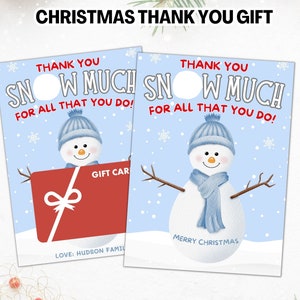 Porte-cartes de Noël Merci beaucoup de neige de Noël, cadeau de Noël pour enseignant, idée cadeau pour nounou pour infirmière du personnel de l'équipe