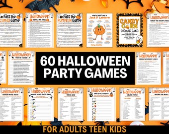 Halloween Game Bundle, Halloween Party Games For Kids Family Halloween Games For Adults, Halloween Trivia, Left Right Game Pass The Pumpkin