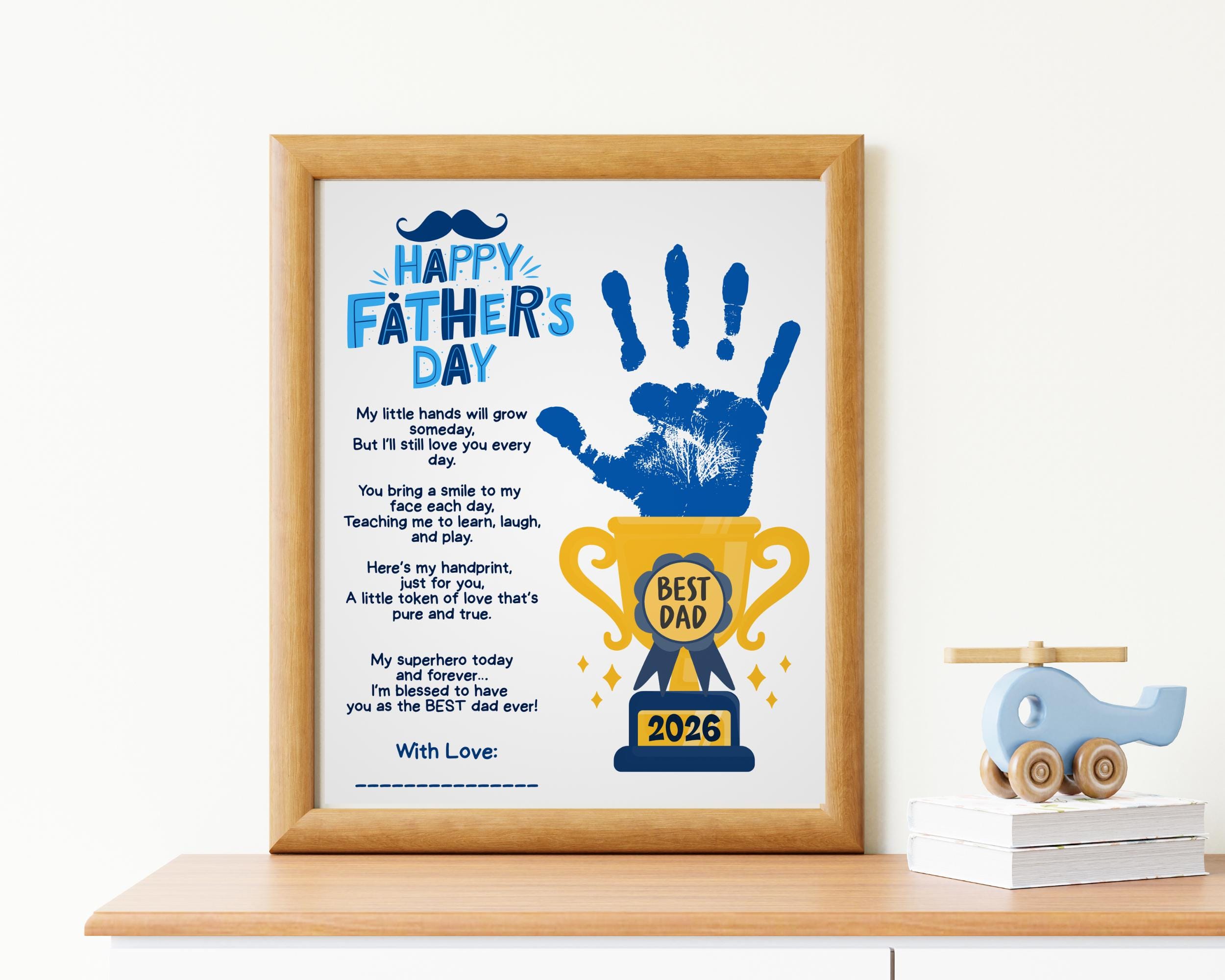 Father’s Day Trophy Handprint Craft PRINTABLE Best Dad Trophy Handprint ...
