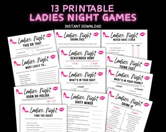 Ladies Night Games Bundle, Adults Girls Night Out Games, Printable Ladies Party Games, Fun Naughty Games, Ladies Night Out Dirty Minds Game