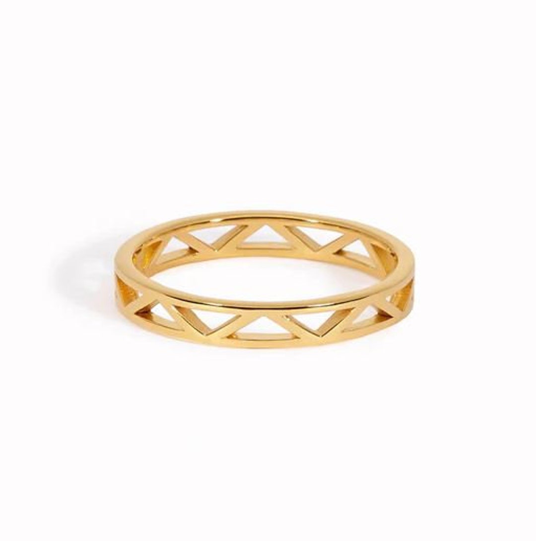 Gold Double Band Ring 10K Solid Gold Band Ring Minimalist Etsy UK