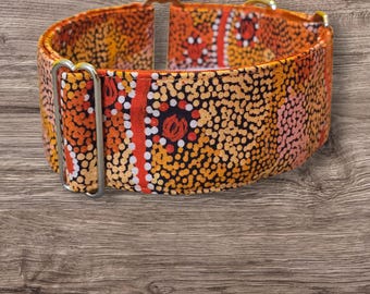 Goanna Dreaming Indigenous Fabric Martingale Dog Collar