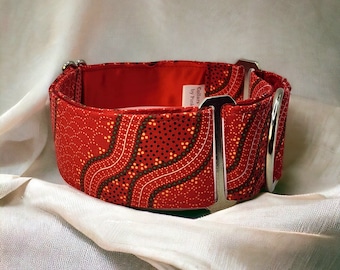 Martingale Dog Collar, Indigenous Bush Spinifex Red  2"  1.5" or 1" Wide