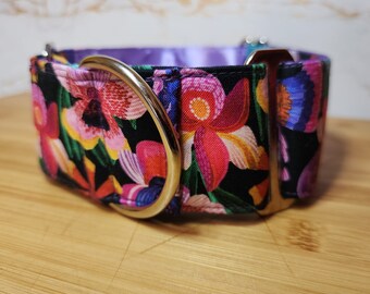 Floral Martingale Dog Collar: Kirsten Katz Iris Iridescence Fabric