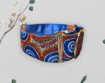 Seven Sisters Dreaming by Warlukurlangu. Indigenous Martingale Collars    2" Wide 1.5" Wide 1" Wide
