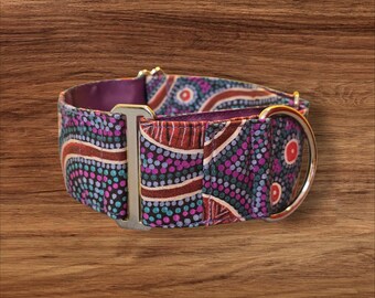 Martingale Dog Collar: Snake Vine Dreaming Indigenous Fabric