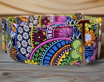 Martingale Dog Collar-Retro Neon Floral