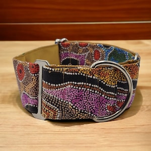 Desert Fringe Rush Seed Dreaming Multicoloured Indigenous Martingale Collar.    2" Wide 1.5" Wide 1" Wide