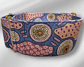 Indigenous Desert Dreaming Martingale Dog Collar: Red Blush Fabric