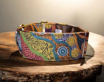 Warlu Seeds Dreaming - Evelyn Daniels Indigenous Martingale Dog Collars    2" Wide 1.5" Wide 1" Wide