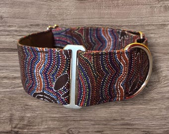 Brown Water Dreaming Fabric Martingale Dog Collar