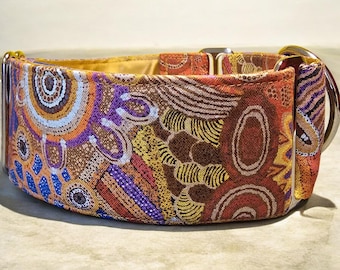 Indigenous Martingale Dog Collar: Desert Fringe-Rush Art by Jennifer Napaljarri Lewis