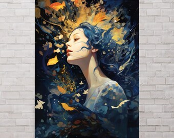 Nouveau Dream Girl-kunstdruk: etherische aquarelgicléeposter