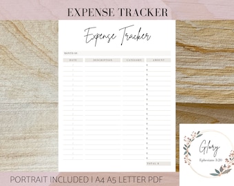 Expense Tracker, Expense Log, Editable Budget, Printable, Print at Home Planner Insert, Financial Planner, Instant Download, Organization