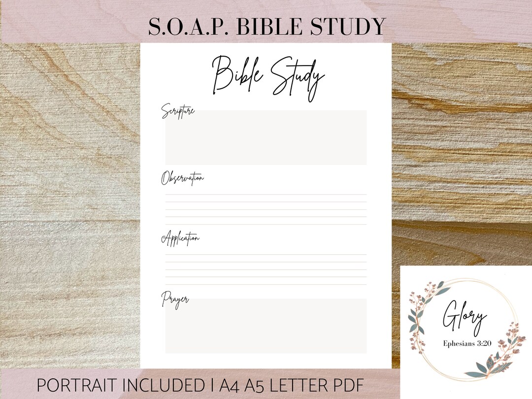 Bible Study Plan, S.O.A.P. Bible Study Printable, Instant Download, Letter Size, A4, A5 - Etsy