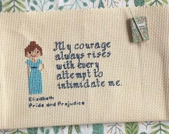 Elizabeth Bennet Cross Stitch Pattern: Jane Austen Quote (PDF Pattern)