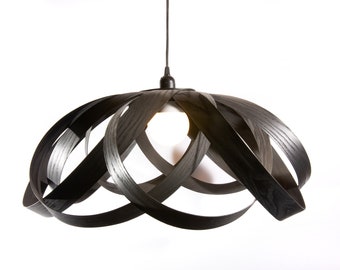 Natural Ash Wood Pendant Lamp, Veneer Lamp, Ceiling Light, Handmade Chandelier, Wood Chandelier - BLACK LILLY