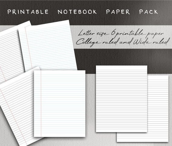 printable lined paper wide colloge ruled paper digital etsy