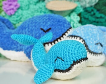 Patrón de ballena feliz amigurumi a crochet **PATRÓN PDF**