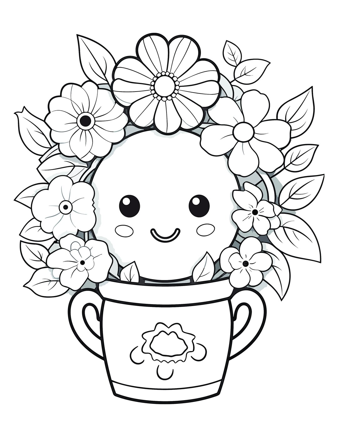 Kawaii Flower Coloring Pages _digital Prints - Etsy