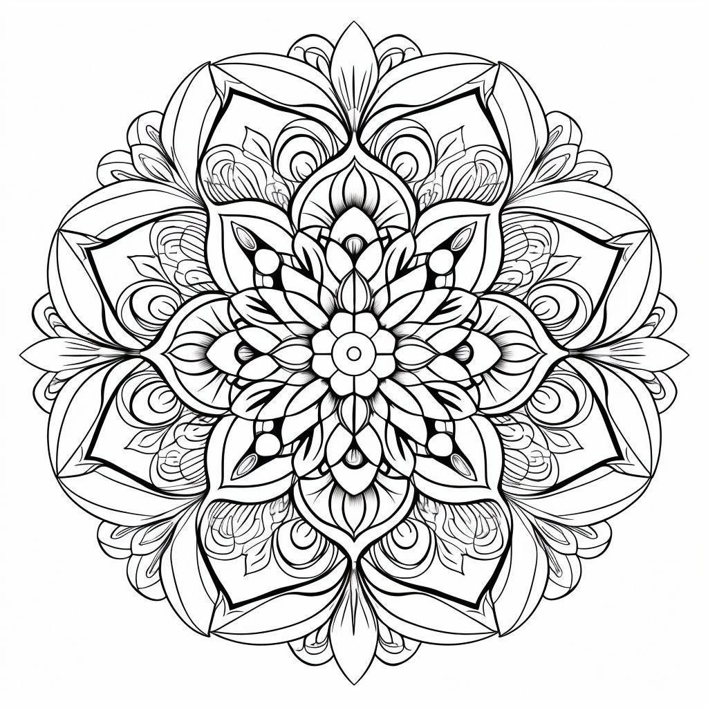 5 Printable  Mandala Coloring Pages for Kids and Adults - Digital Download