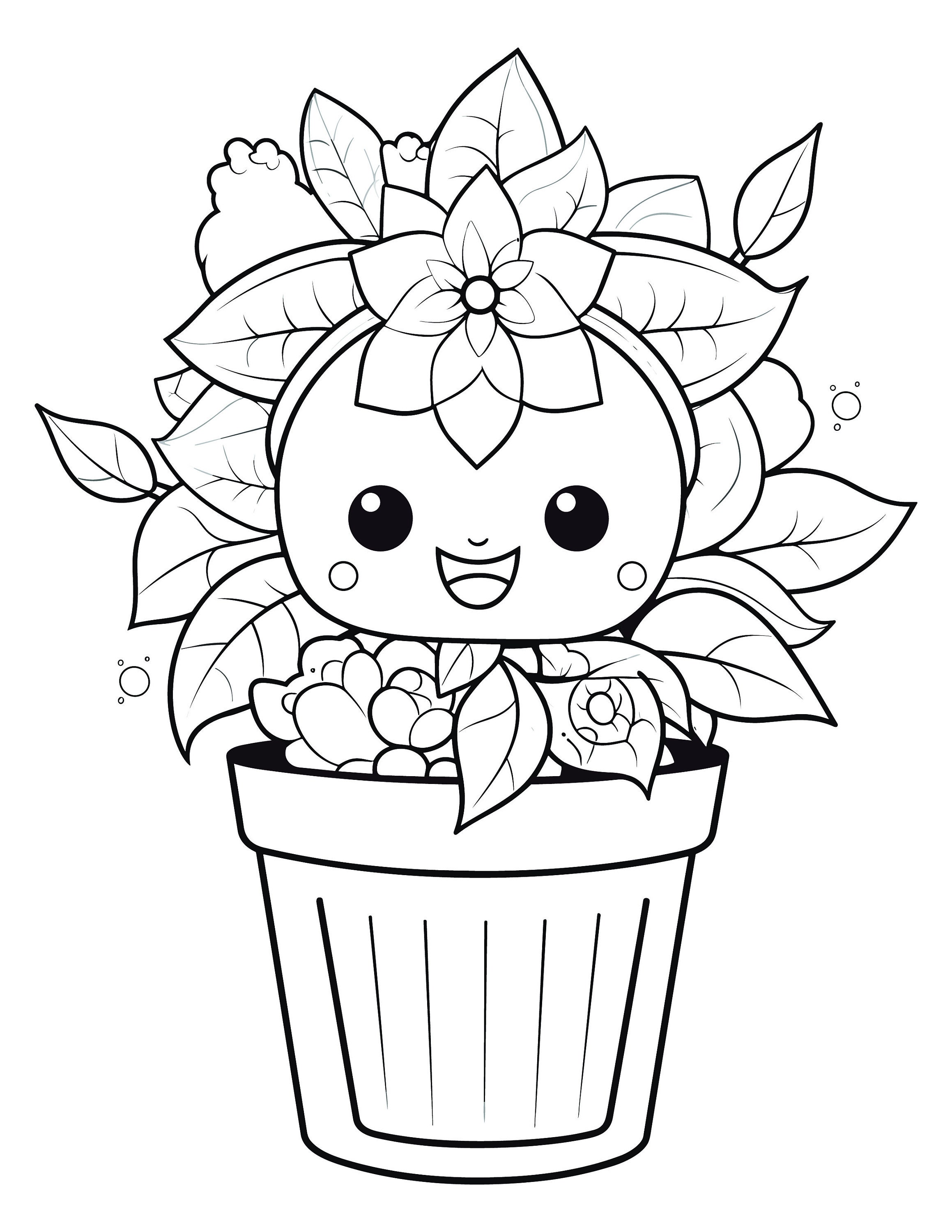 Kawaii Flower Coloring Pages _digital Prints Etsy
