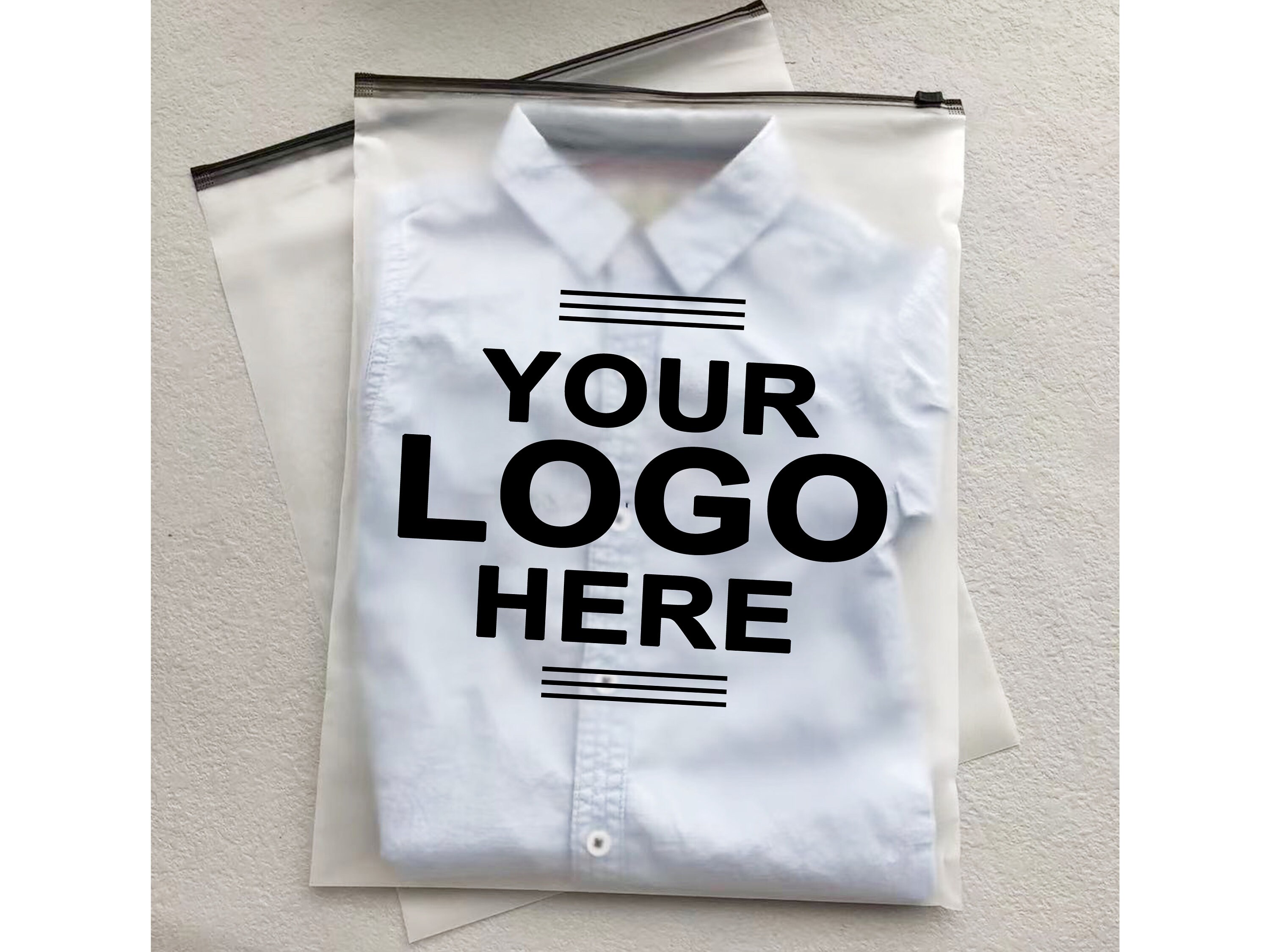 200 Pieces Custom Frosted Black Garment Bags, Clothing Bags, Shipping