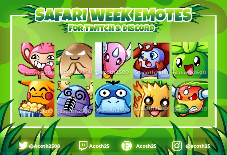 Safari Week Pokemon Emote Set Etsy
