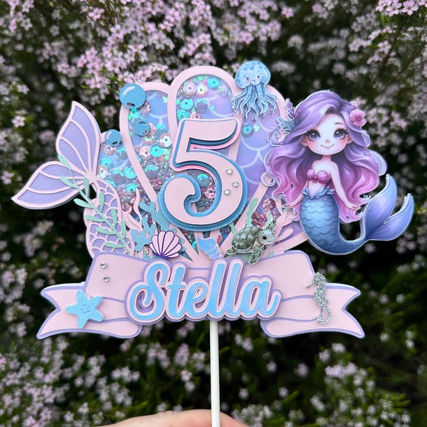 Mermaid Shaker cake topper