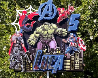 Personalized Avengers Cake Topper: Superhero Party Decoration