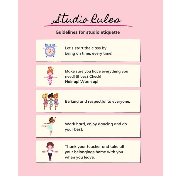 Dance Class Rules Poster Etsy