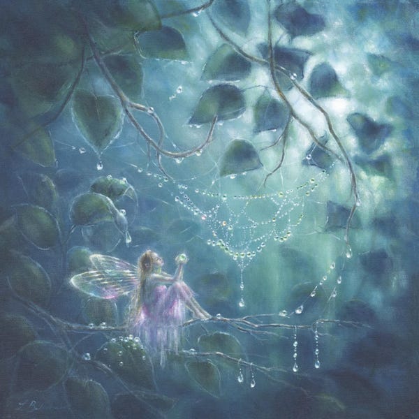 Fairy with raindrops on spiderweb, 'The Jeweller' Giclee Limited Edition art print