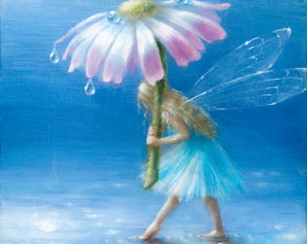 Fairy birthday Greeting Card with daisy flower A Break In The Clouds