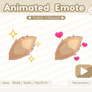 Animated Emote | Cute Tail Wag | Golden color | Cute | hearts | sparkles | wolf | fox | Kawaii cat/Kitty Cat | Twitch/Discord