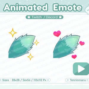 Animated Emote | Cute Tail Wag | Green color | hearts | sparkles | wolf |  fox | fluffy | Kawaii cat/Kitty Cat | Twitch/Discord